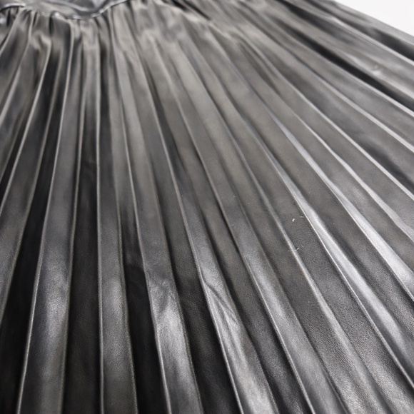 Entro Faux Leather Pleated Midi Dress Black Size Small - Picture 3 of 5